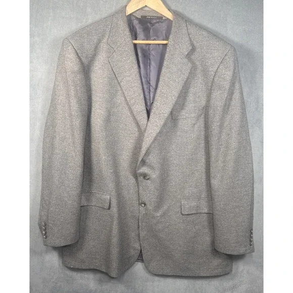 Hickey Freeman Limited 100% Cashmere Blazer Mens 48L Gray Sport Coat Blazer USA - Picture 1 of 10